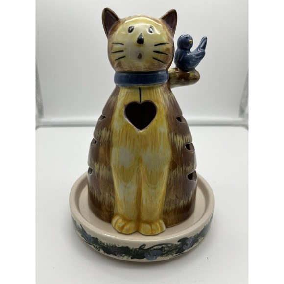 Kathy Hatch Accents Kathy Hatch Ceramic Tabby Kitty Cat Bird Votive